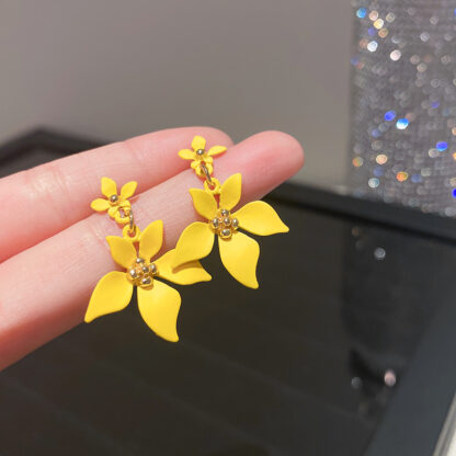 Купить 925 Silver Needle Spring Flower Earrings Five Petal Korean Online Influencer Refined Fashion Minimalism eardrop Women