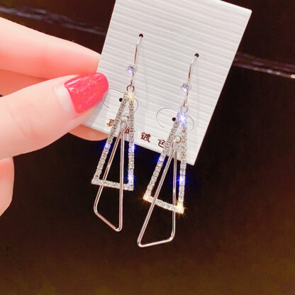 Купить European and American Fashion Exaggerated Rhinestone Zircon Earrings Womens Geometric Triangle Long Earrings Temperamental Fashionmonger Ear