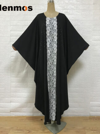 Купить Kalenmos Eid Muslim Abaya Dress Moroccan Kaftan Ramadan Islamic Clothing Women Dubai Lace Beads Prayer Garment Caftan Long Robe