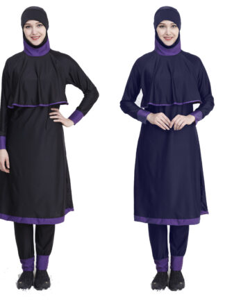 Купить Islamic muslim Swimwear Women hooded Swim Wear 2 Piece Suit Hijab Swimsuit Modest Swim Surf Wear Sport full cover 2021