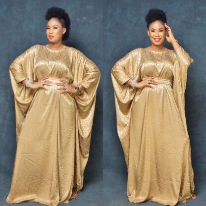 Купить Silk African Dresses Women 2021 Africa Clothing Muslim Abaya Long Dress Bat Sleeve Islamic Ropa Moroccan Kaftan Robe Africaine