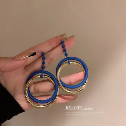 Купить 925 Silver Needle Paint Circle Ring Earrings European and American Exaggerated Fashion Net Red Style Earrings Sweet Cool Trendy eardrop for