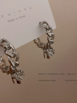 Купить 925 Silver Needle Chain Cross Wafer Pendant C- Shaped Earrings Korean Elegance Retro Fashion Ear Ring Eardrop Earring