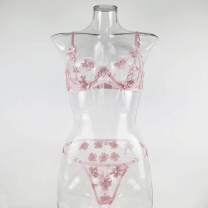 Купить 2-Piece Bra Set Women Transparent Fora Bra Underwire + Panty ingerie Set adies Sexy Underwear Set s