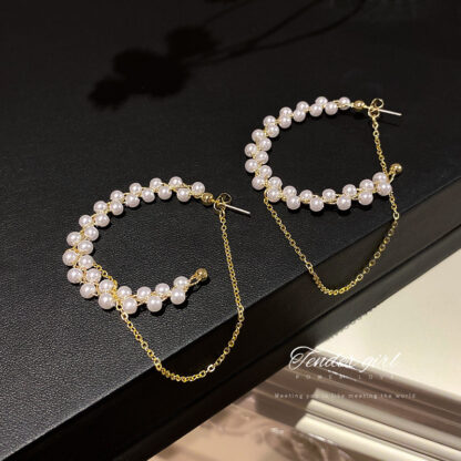 Купить 925 Silver Needle South Korea Dongdaemun Stylish and Simple Personality Earrings Pearl Earrings Online Influencer Refined Design eardrop