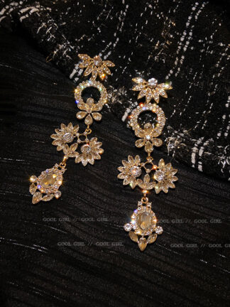 Купить 925 Silver Needle Design Refined Grace Crystal Pearl Flower Earrings Long High Profile Super Fairy Earrings Fashion Ear Jewelry