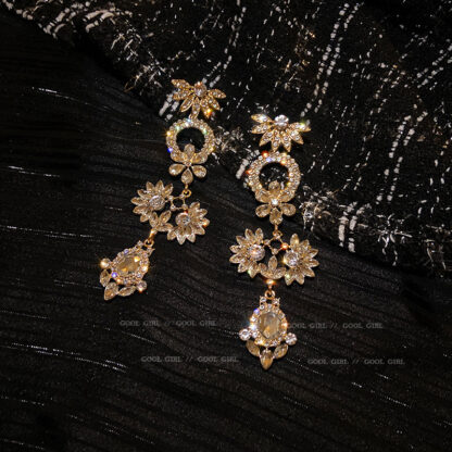 Купить 925 Silver Needle Design Refined Grace Crystal Pearl Flower Earrings Long High Profile Super Fairy Earrings Fashion Ear Jewelry