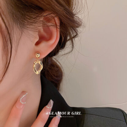 Купить Silver Needle Geometric Irregular Ear Studs Ring Korean Design Fashion Personality Earrings Earrings Metal Cold Style eardrop