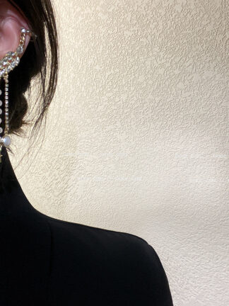 Купить 925 Silver Stud Rhinestone-Encrusted Pearl Tassel Eardrops Ear Clip Retro Internet-Famous Elegant Earrings Fashion Star Earrings Women