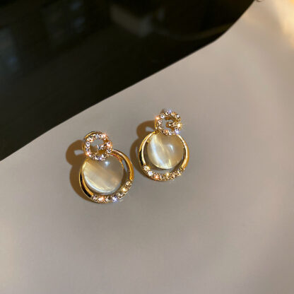 Купить 925 Silver Needle Korean Stylish and Simple Personality Stud Earrings Opal Diamond Letters Internet Celebrity Design eardrop