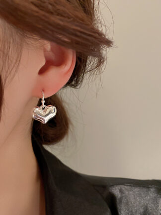 Купить Real Gold Plating Silver Stud Rhinestone-Encrusted Love Lava Water Drop Earrings Korean Design Sense Niche Earrings Graceful eardrop Female