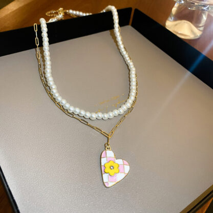 Купить Silver Stud Rhinestone-Encrusted Drop Oil Plaid Flower Love Necklace Korean Girl Heart Cute Earrings Sweet Cool Style eardrop