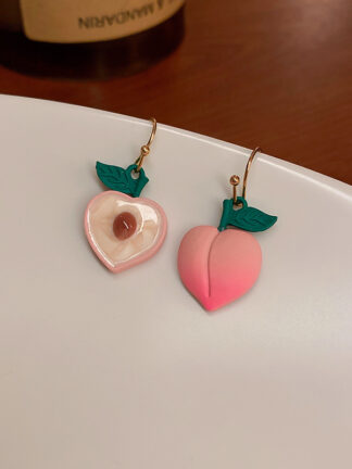 Купить Korean Minimalist Design Pink Peach Ear Hook Earrings Girl Cute Sweet Earrings Spring Freshess eardrop