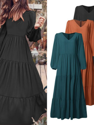 Купить Autumn Winter Dress Women Solid Color Slim Fit Muslim Abaya Moroccan Kaftan Islamic Clothing Turkey Dubai Modest Dresses Vestido