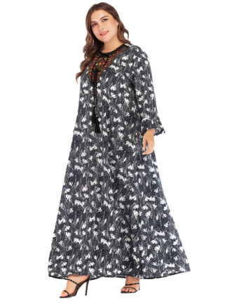 Купить Muslim Abaya Dress Women Turkey Embroidery Dubai Arabic Vestidos Moroccan Kaftan Robe Longue Femme Hijab Musulman Ensembles