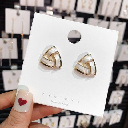 Купить 925 Silver Needle Korean New Geometric Triangle Earrings Simple Graceful Drop Oil Painted Earrings Ins Online Influencer eardrop