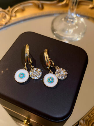Купить Silver Needle Oil Drop Diamond round Ring Earrings South Korea Dongdaemun Design Sense Ear Ring Fashion Personal Influencer Graceful Earring