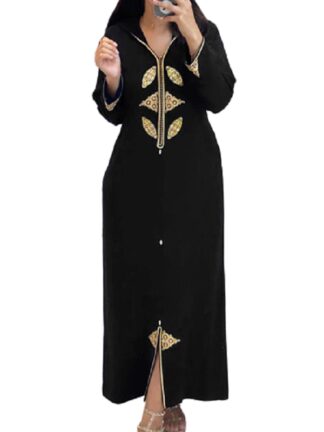 Купить Elegant Autumn Muslim Dress Women Abaya 2021 African A Line Hooded Long Dresses Robe Plain Casual RetroFemme Maxi Vestiods Mujer