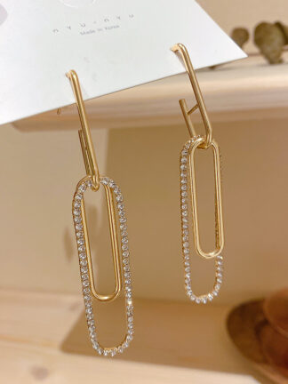 Купить 925 Silver Needle European and American Exaggerated Diamond Geometric Rectangular Earrings Personalized Long Eardrops Trendy Creative Earrin