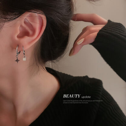 Купить Cherry Tassel Chain Ear Clip Set XINGX Small Lock Metal Design Sense Earrings Korean Ins Frosty Style Earrings