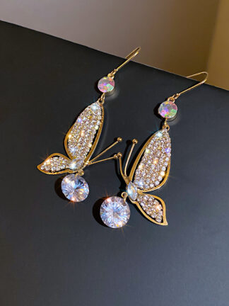 Купить Korean Dongdaemun Fashion New Crystal Diamond Butterfly Earrings Ear Hook Online Influencer Refined Design Earrings Women S