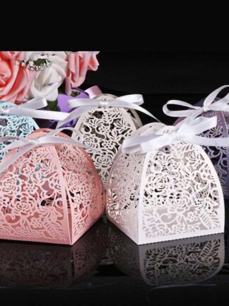Купить aser Cut Flower Wedding Candy Box Wedding Favors For Guest And Gifts Bridal Shower Anniverary Birthday Party Decoration s
