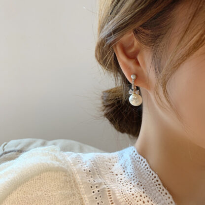 Купить 925 Silver Stud Rhinestone-Encrusted Bowknot Earrings Korean Special-Interest Design Temperament Fashion Earrings Simple and Personalized Ea