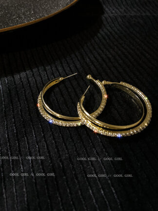 Купить 925 Silver Needle Korean Dongdaemun Fashion Personality Diamond-Embedded Eardrop Earring Trendy Net Red Dignified Sense of Design Earrings f