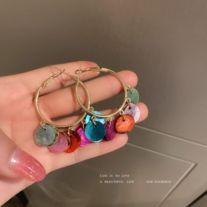 Купить 925 Silver Needle Shell Tassel Eardrop Earring Korean Retro Colorful Chic Elegant Earrings Fashion Design Earrings