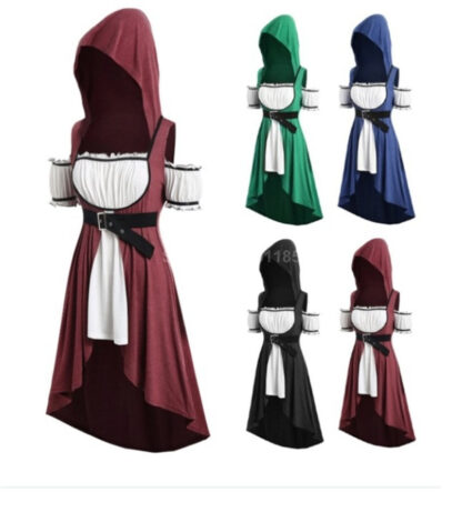 Купить Medieval Renaissance dress Vintage Women Witch Wizard Cloak Tunic Belt Elf Princess Maxi Dress Vampire Hoodies Cosplay Costumes