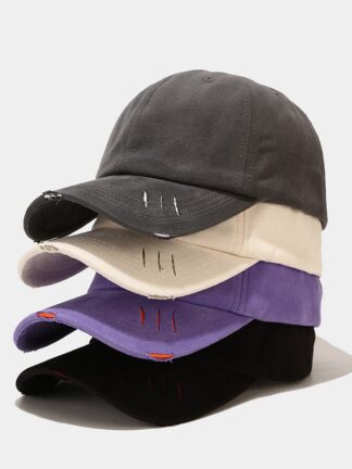 Купить Ripped Baseball Cap Vintage Distressed Low Profile Unstructured Cotton Dad Hat Adjustable for Women Men