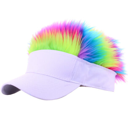 Купить Men's Women's Novelty Flair Spiked Hair Visor Sun Funny Golf Cap Wig Peaked Adjustable Baseball Hat
