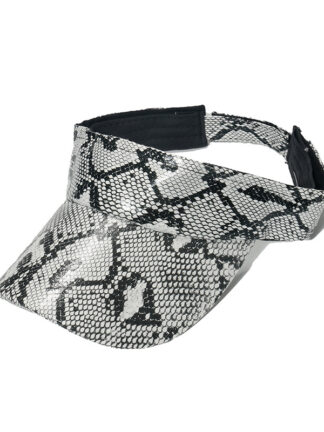 Купить PU Summer Empty Top Visor Hat Outdoor Beach Wide Brim Caps For Women Snake Skin Printed