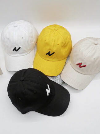 Купить Men's Women's Cotton Baseball Caps Letter N Embroidery Male Cap Snapback Hats For Boys Girls Black White Yellow