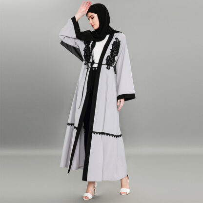 Купить Embroidery Open Abayas for Women Lace-up Islamic Clothing Long Robe Kaftan Muslim Abaya Dress Caftan Kimono Jubah Hijab Dress