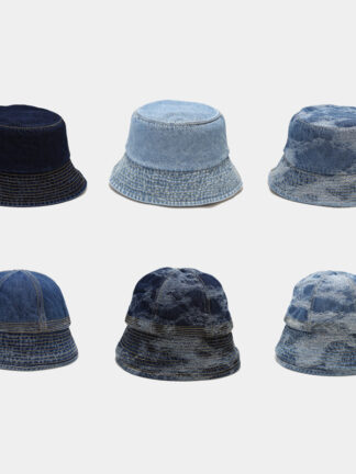 Купить Denim Bucket Hats For Women Sun Beach Hat Teens Girls Stingy Brim Summer Fisherman's Caps UPF 50+