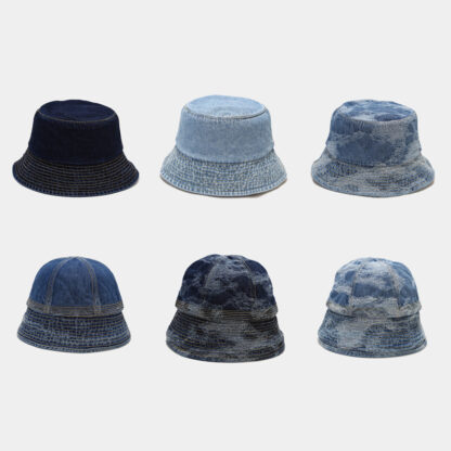 Купить Denim Bucket Hats For Women Sun Beach Hat Teens Girls Stingy Brim Summer Fisherman's Caps UPF 50+