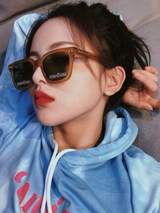 Купить 2021 New Xiaohongshu Internet Celebrity Same Kim Letter Ink Female Sunglasses UV Protection Pumpkin Orange