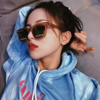 Купить 2021 New Xiaohongshu Internet Celebrity Same Kim Letter Ink Female Sunglasses UV Protection Pumpkin Orange