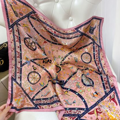 Купить Summer Shawl Silk Scarf for Autumn and Winter Classic Chain Simple Western Korean Style Long Scarves Women Hair Band No. 5