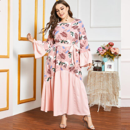 Купить Eid Mubarak Abaya Dress Muslim Women Floral Print Boho Dubai Turkey Moroccan Kaftan Islam Caftan Party Vestido Clothing Musulman