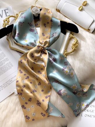Купить Cravat Ribbon Decorative Silk Scarf Hair Band Dots Striped Colorful Mulberry Handbag Handle Wrap All-Match Jewelry No. 5