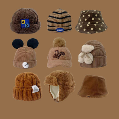 Купить Hats & Caps Childrens Lei Feng Cap Winter Warm Coffee Color Baby Ear Protection Wind-Proof Wholesale Korean Cute Winter Girls Hat