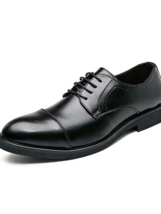 Купить Mens Handmade PU Black Pointed Toe Classic Retro Lace-up Fashion Trend High-quality Business Casual Oxford Shoes 5KE018