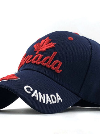Купить Spring and Summer New Black White Contrast Color Canadian Flag Canada Embroidered Baseball Cap Fishing Peaked One Piece Dropshipping