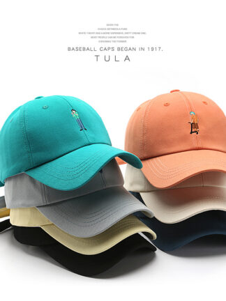 Купить Hats & Caps) Spring and Autumn Womens Fashionable Simple Portrait Embroidery Cotton Peaked Cap Trendy Mens Outdoor Casual Sun-Proof Basebal