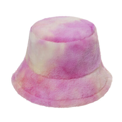 Купить Wu Xuanyi Cute Girl Rainbow Color Plush Fisherman Hat Winter Korean Style Fashion All-Match Warm Bucket Hat Trendy No. 1