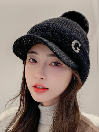 Купить Stingy Brim Hats Winter Fashion Trend Short-Brimmed Peaked Womens Korean Warm Woolen Cap Sweet Cute Windproof Hat