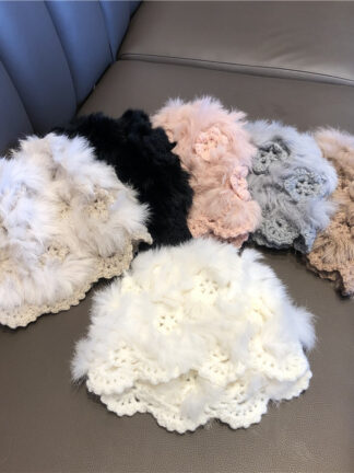 Купить Autumn and Winter New Handmade Crochet Rabbit Plush Woolen Knitted Hat Female Korean All-Match Bag Cap Warm Skullcap Tide