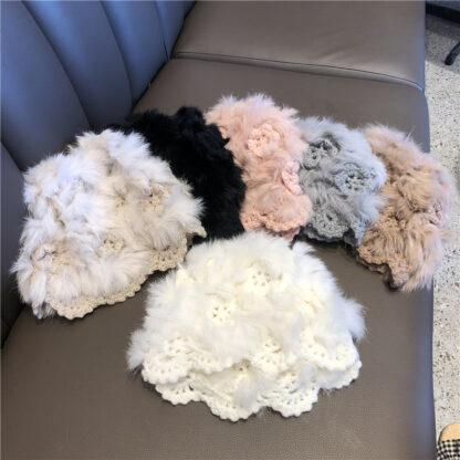 Купить Autumn and Winter New Handmade Crochet Rabbit Plush Woolen Knitted Hat Female Korean All-Match Bag Cap Warm Skullcap Tide